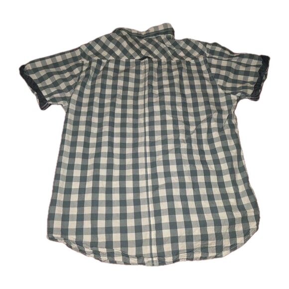 PDC Blue White Check Short Sleeve Button Shirt Mens Size Lg Paper Denim & Cloth - Picture 2 of 7